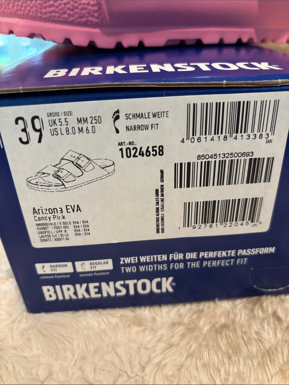 Birkenstock Women’s Narrow Fit Arizona EVA Sandals in Candy Pink size 8/39 - Picture 2 of 6
